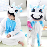 Children's Animal Flannel One-piece Pajamas Long Sleeves