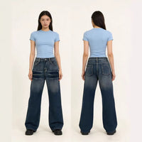 Washed Gradient Casual Straight Leg Womens Jeans