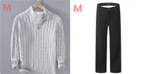 Half-high Neck Thickened Thick Needle Men's Sweater Zip Loose Pullover Knitwear