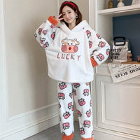 Coral Velvet Pajamas Women Autumn And Winter Thickening Plus
