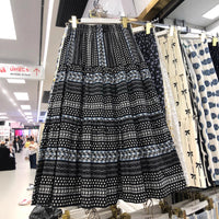 Polka Dot Contrast Color Cotton Stitching Skirt Women's Slimming
