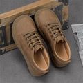 Men's Casual Leather Shoes Vintage Style Thick Sole Low-cut Lace-up