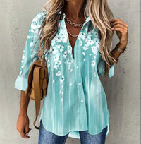 Floral Print Plus-size Long-sleeve Shirt