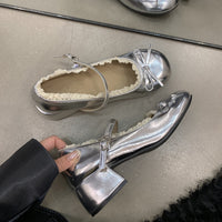 Womens French Lace Bow Mary Jane Shoes