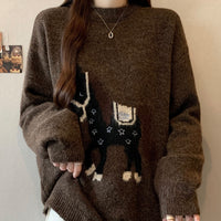 Laid-back Youth-boosting Super-cute New Year RedJacquard Sweater