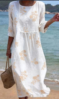 New Floral Art Print Casual Resort Dress