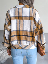Plaid Lantern Sleeve Wool Coat Jacket