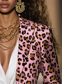 Women's Leopard Suit Jacket Long Sleeve