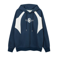 Color Contrast Patchwork Alphabet Plus Velvet Sweater Men