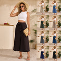 Fashionable Loose-fitting Capri Wide-leg Pants With Pockets And An Elastic Waistband