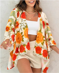 Loose-fitting Casual Womens Printed Cardigan Top