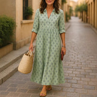 Womens Long Digital-Print Shirt Dress