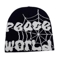 Hip Hop Warm Spider Web Letters Knitted Hat