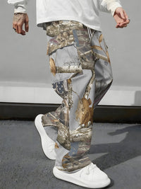 Pink Camo Cargo Pants Printed Design Trendy Casual Loose-Fit Versatile And Breathable Trousers