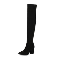 Stylish Suede Womens High Heels With A Pointed Toe And Denim Strap Buckle