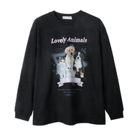 Dogs And Cats Animal Print Long Sleeve Men's Autumn