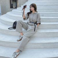 Fashionable Hong Kong Style Casual Workwear Wide Leg Jumpsuit