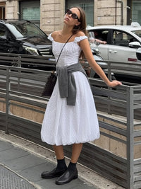 Elegant Jacquard Off-shoulder Dress