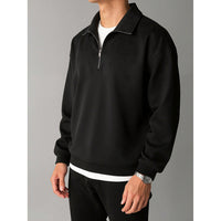 American Retro Solid Color Lapel Sweatshirt Men's Loose Trendy