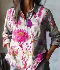 Summer Women's Fashion Printed Long-sleeved Shirt