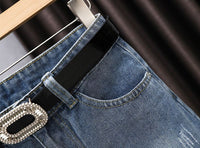 Irregular Patchwork Denim Skirt For Women