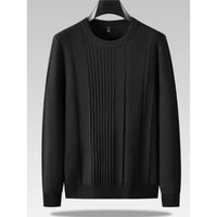 Crew-neck Knitted Loose-fit Twisted-pattern Men's Sweater