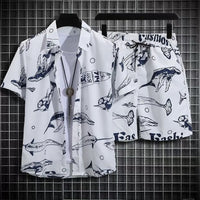 Fashion Ins Printed Shirt Beachwear Casual Shorts Suit