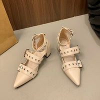 Retro Plus Size Fashion Pointed Toe Belt Buckle Women's Shoes