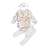 Infant And Toddler Long-sleeved Cotton Pit Strip Three Pieces Set