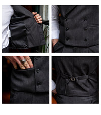 Slim Business Double Breasted Solid Color Vest Man