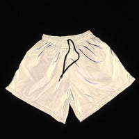 Women's Full Reflective Drawstring At Hem Wide Leg Shorts