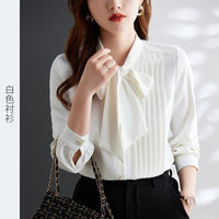 Light Brown Lacing Chiffon Long Sleeve Shirt For Women