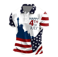 Short-sleeve T-shirt With National Flag Print And A Turn-down Collar POLO Shirt