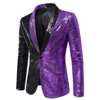 Euro-American Performance Dress Color-blocking Sequin Suit