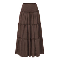 Three Tier Ruffled Cotton Linen Maxi Dress