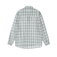 Full Printed Floral Plaid Loose Shirt For Men