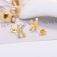 26-letter Zircon Earrings  Uppercase Letters