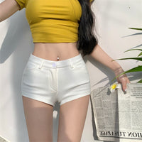 Womens White Tight Casual Ultra-Short Shorts