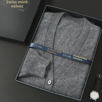Mink Wool Sweater Men V-neck Thickened Sweater Loose Cardigan