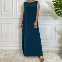 Middle East Dubai Hot Sale Solid Color Nida Fabric Simple Sleeveless Dress