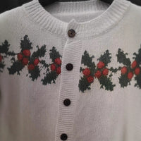 Loose White Jingling Bell Printed Sweater
