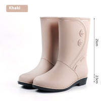 Women's Rain Boots Fleece-lined Fashion Mid-calf Waterproof