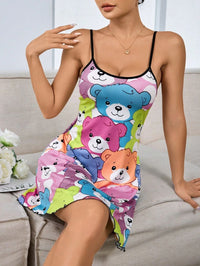 Women's Cat Printing Slip Nightdress