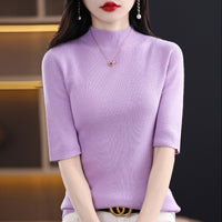 Spring New Half Turtleneck Half Sleeve Women's Bottoming Sweater