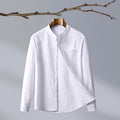 Cotton And Linen Solid Color National Style Men's Shirt