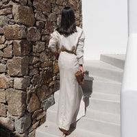 Elegant Crew-neck Long-sleeve Shirt And High-waisted Figure-flattering Skirt Two-piece Set