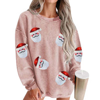 New Christmas Womens Top Relaxed, Casual Long-sleeve Design With A Printed Pattern
