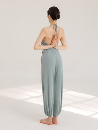 Women's Halter Beauty Back Fitness Jumpsuit