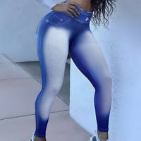 Womens Compassion-Style Printed Slim-Fit Denim Yoga Pants With Pocket