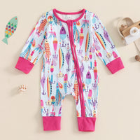 Long Sleeve Little Fish Printed One-piece